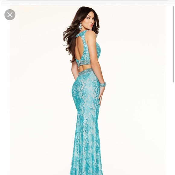 Dresses & Skirts - Size 2 Elegant Lace Prom Dress in Blue two piece lace dress Jasmine dress